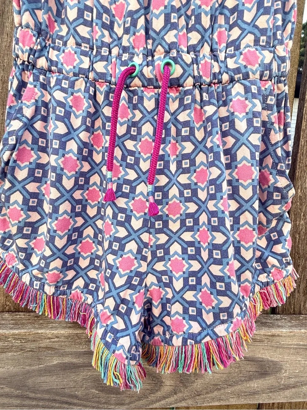 Matilda Jane Dream Chasers Geo Print Fringe Romper Girls Sz 6